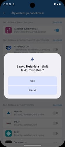 Salli liikkumistiedot